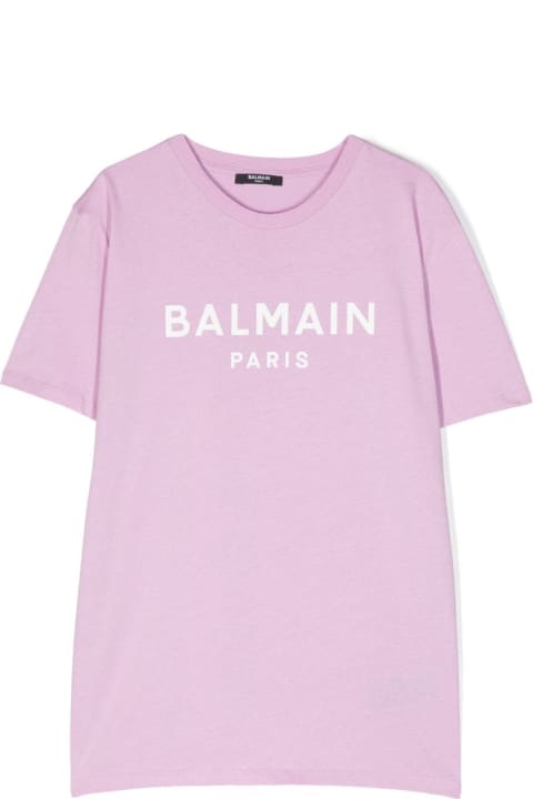Fashion for Men Balmain Balmain T-shirt Lilla In Jersey Di Cotone Bambina
