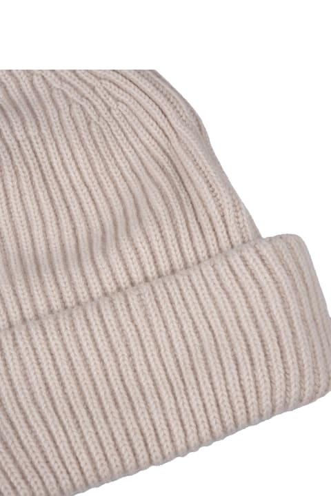 Hats for Women Fedeli Gold Ribbed Cashmere Beanie