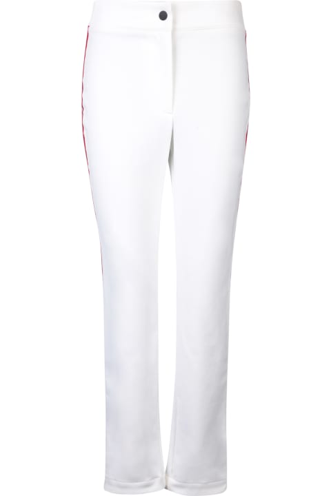 ウィメンズ Moncler Grenobleのパンツ＆ショーツ Moncler Grenoble White Trousers With Embroidered Side Bands