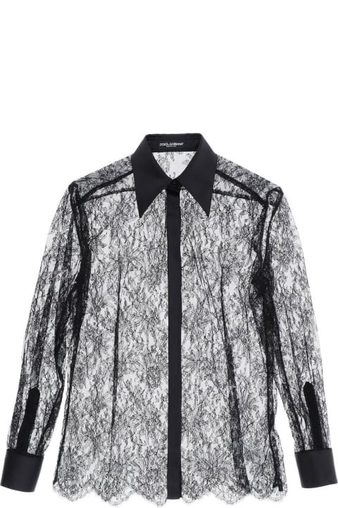 Dolce & Gabbana Clothing for Women Dolce & Gabbana Chantilly Lace Shirt With Satin Details