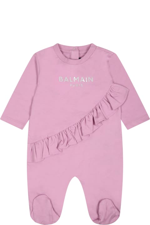 Balmain for Baby Girls Balmain Purple Set For Baby Girl With Logo