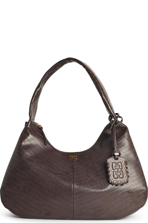 Ganni for Kids Ganni 'bou Croco Xxl' Brown Recycled Leather Blend Bag