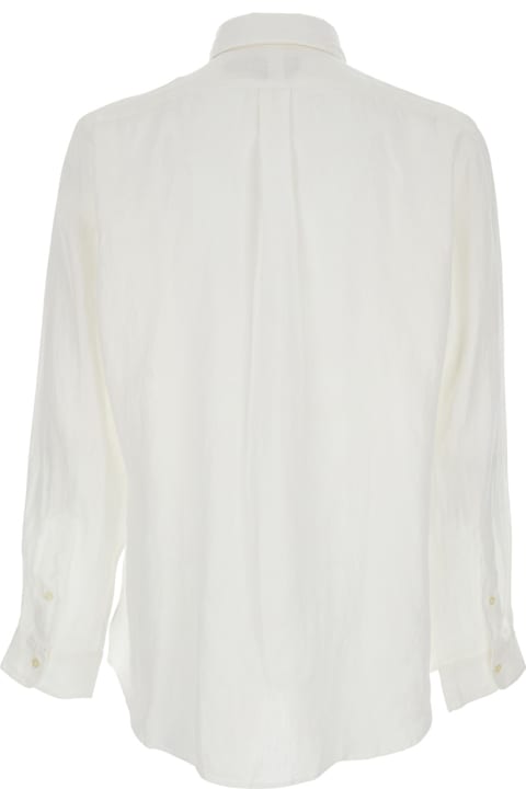 Fashion for Men Polo Ralph Lauren White Shirt With Classic Collar And Pony Embroidery On The Front In Linen Man
