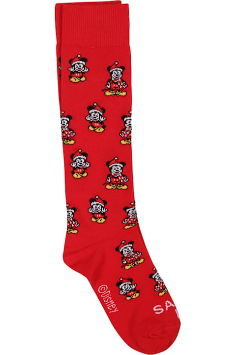 ボーイズ MC2 Saint Barthのシューズ MC2 Saint Barth Red Socks For Kids With Mickey Mouse