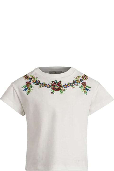 Fashion for Kids Etro White T-shirt With Embroidery On Neckline