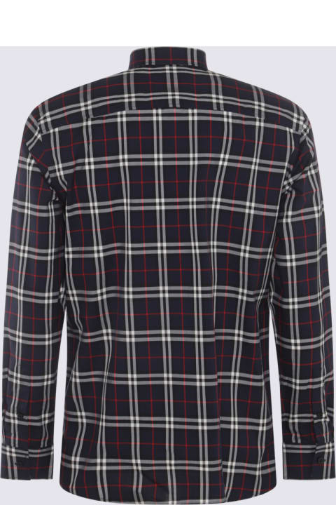 Clothing Sale for Men Burberry Navy And Red Cotton Shirt