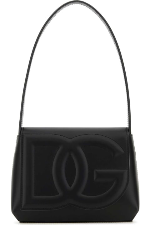 Dolce & Gabbana Shoulder Bags for Women Dolce & Gabbana Black Leather Dg Logo Shoulder Bag