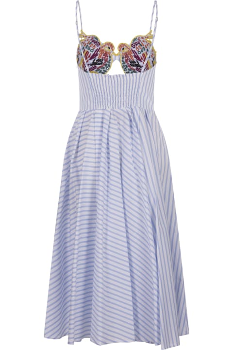 Dresses for Women Stella Jean Striped Poplin Midi Dress With Embroidery