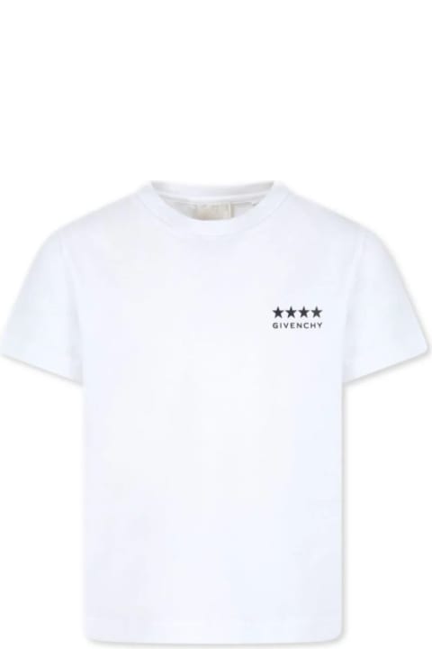 ملابس علوية لـ أولاد Givenchy White Crewneck T-shirt With 4g Logo Print In Cotton Boy