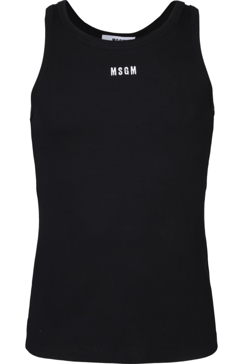 メンズ MSGMのトップス MSGM Micro Logo Black Tank Top