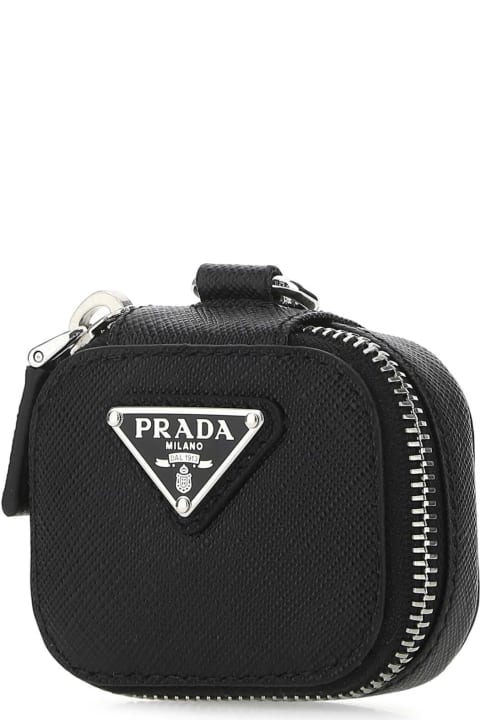 メンズ Pradaのデジタルアクセサリー Prada Black Leather Air Pods Case