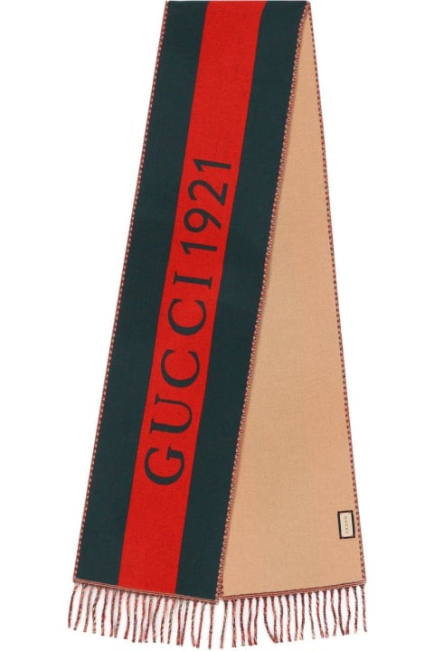 Scarves for Men Gucci Web Jacquard Fringed Edge Scarf
