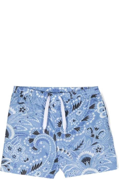 Swimwear for Boys Etro Light Blue Swim Shorts With Paisley Motif