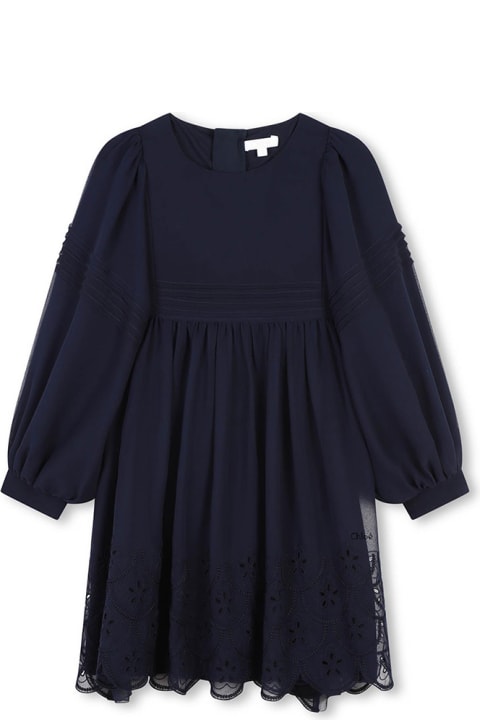 Chloé Jumpsuits for Girls Chloé Navy Blue Silk Crepe Dress