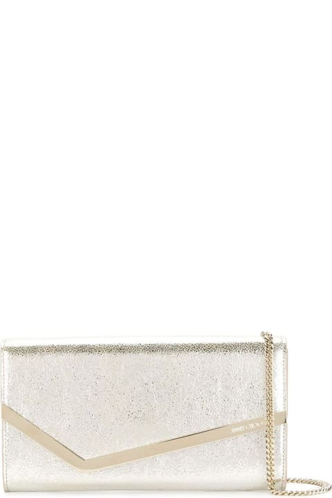 Bags for Women Jimmy Choo Emmie Clutch Bag In Champagne Leather With Glitter