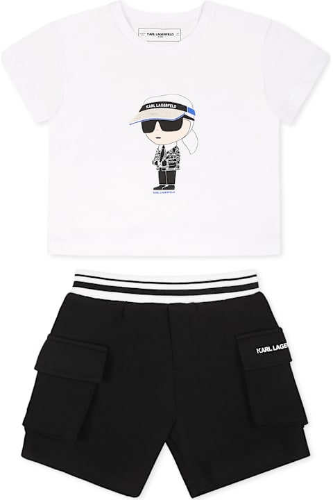 Karl Lagerfeld Kids Clothing for Baby Boys Karl Lagerfeld Kids Multicolor Suit For Baby Boy With Karl Lagerfeld Print