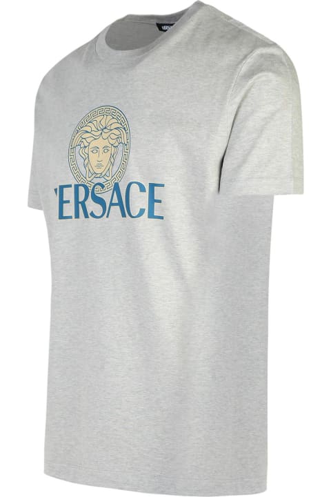 Versace Topwear for Men Versace Gray Cotton T-shirt