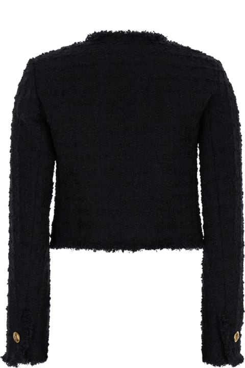 Versace for Women Versace Black Crop Jacket With Jewel Buttons In Tweed Woman