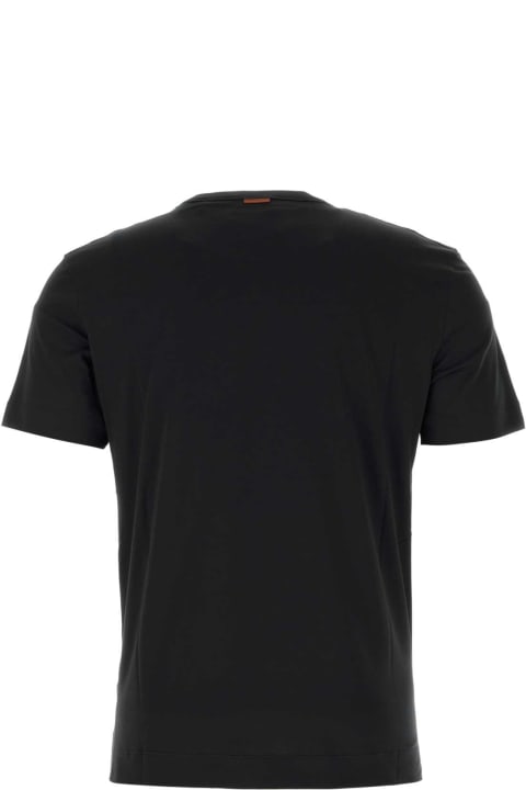 Zegna Clothing for Men Zegna Black Cotton T-shirt