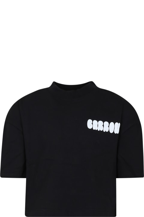 ウィメンズ新着アイテム Barrow Black T-shirt For Girl With Logo And Smiley