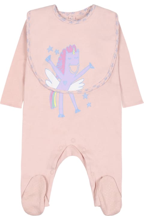 Bodysuits & Sets for Baby Girls Stella McCartney Kids Pink Set For Baby Girl With Printed Unicorn