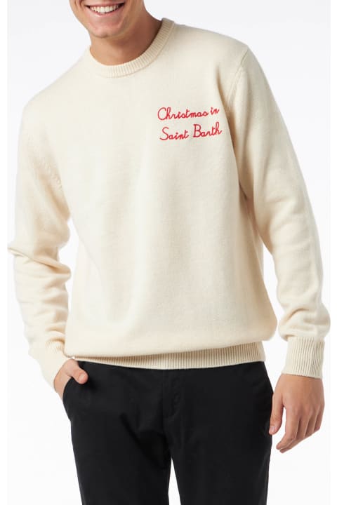 Homeware MC2 Saint Barth Man Crewneck Sweater With Christmas In Saint Barth Embroidery