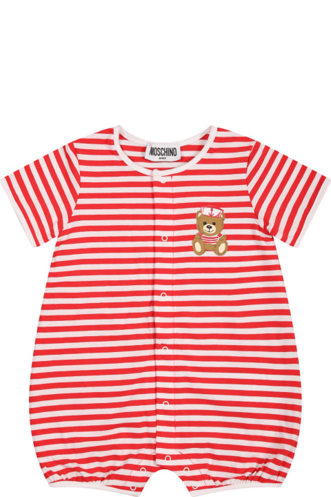 Sale for Baby Girls Moschino Multicolor Romper For Baby Boy With Teddy Bear And Logo