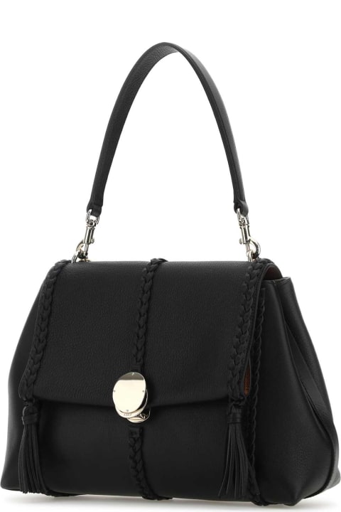 ウィメンズ トートバッグ Chloé Black Leather Medium Penelope Handbag