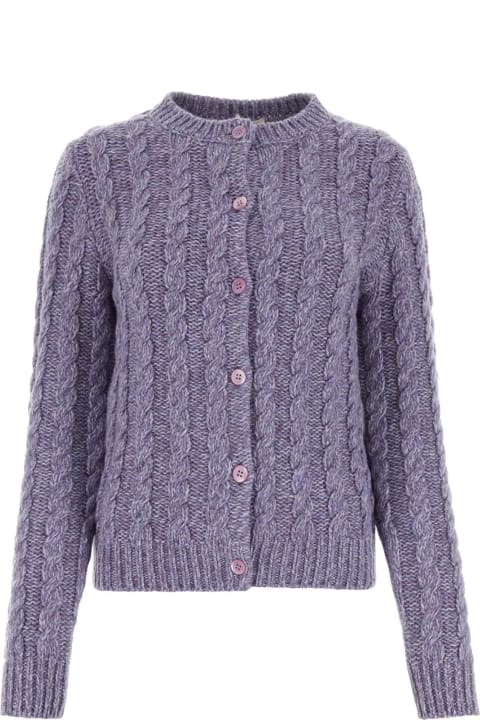 Miu Miu Sweaters for Women Miu Miu Melange Purple Cashmere Blend Cardigan