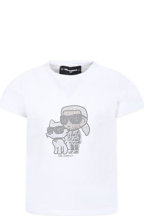 Homeware Karl Lagerfeld Kids White T-shirt For Girl With Choupette
