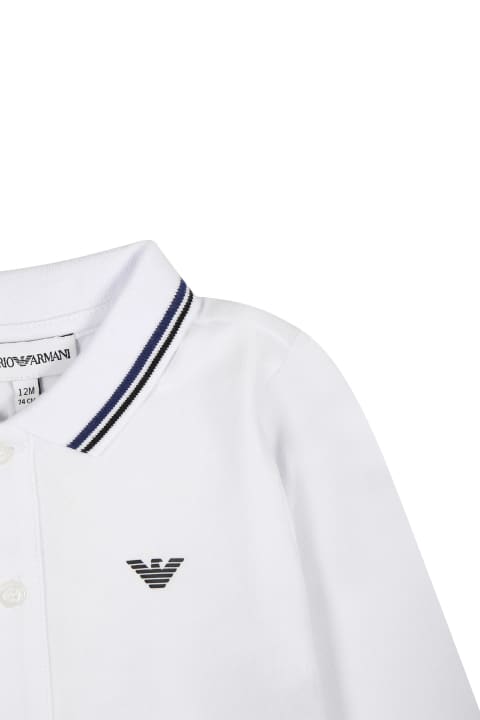 Homeware Emporio Armani White Polo Shirt For Baby Boy With Logo