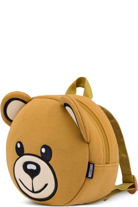خصم على الأطفال Moschino Brown Bear Shaped Backpack With Adjustable Shoulder Straps And Top Zip Closure In Cotton Blend Baby