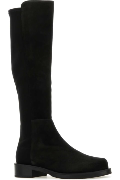 Boots for Women Stuart Weitzman Suede And Fabric Black Halfnhalf Boots