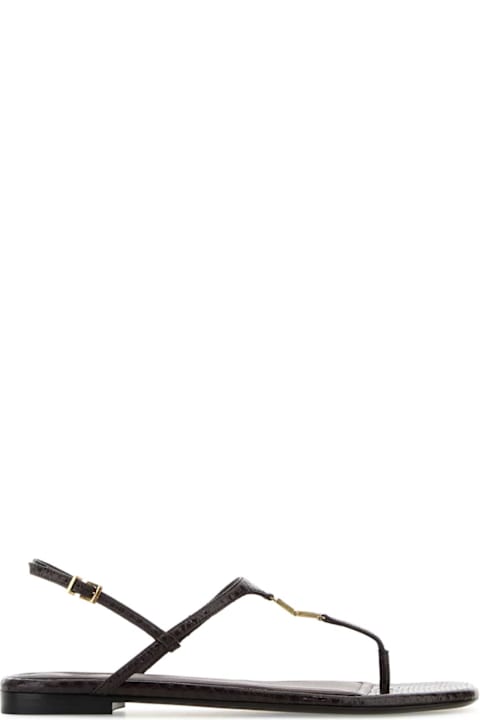 Fendi Sandals for Women Fendi Chocolate Leather Fold Thong Sandals