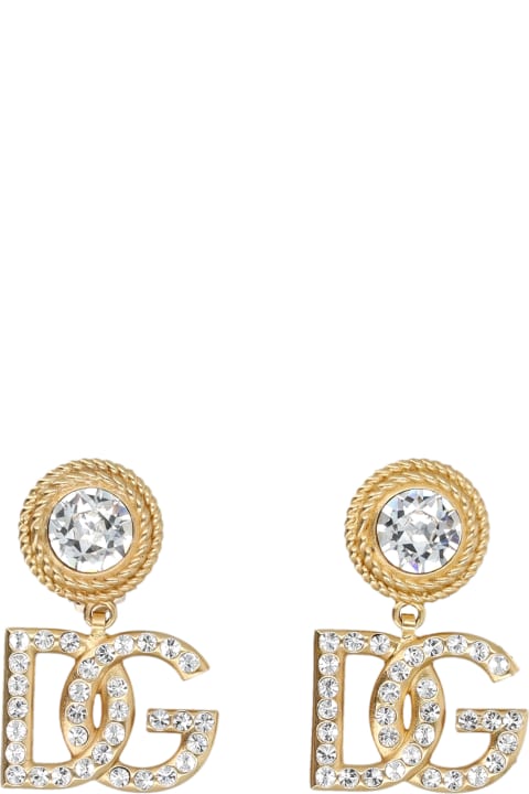 Earrings With Rhinestones And Dg Logo
