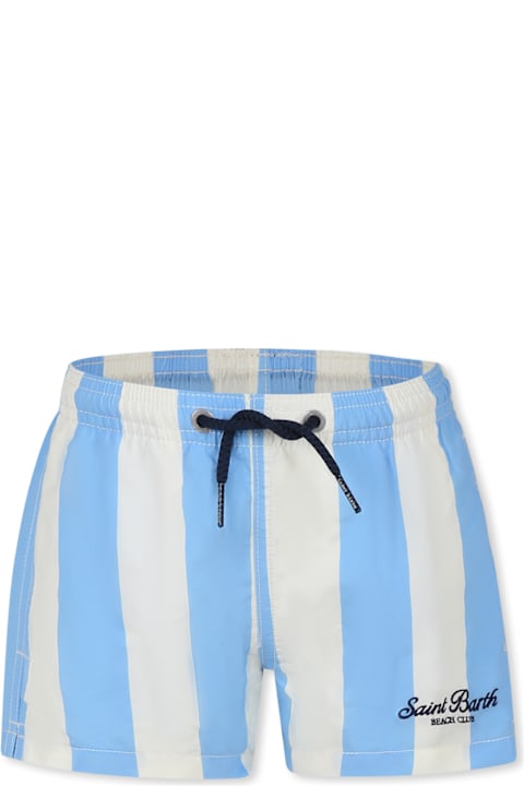 ملابس سباحة لـ أولاد MC2 Saint Barth Light Blue Swim Shorts For Boy With Logo