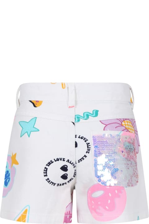 Homeware Billieblush White Shorts For Girl With Multicolor Pattern