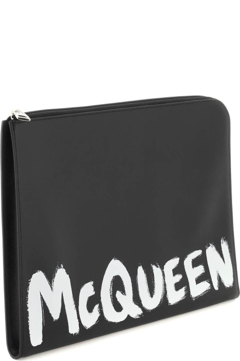 メンズ Alexander McQueenのトラベルバッグ Alexander McQueen 'mcqueen Graffiti' Leather Document Holder Pouch