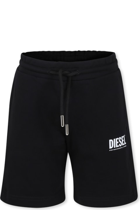 Diesel for Kids Diesel Black Shorts For Boy With Logo