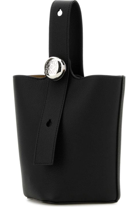 Loewe Bags for Women Loewe Black Leather Mini Pebble Bucket Bag