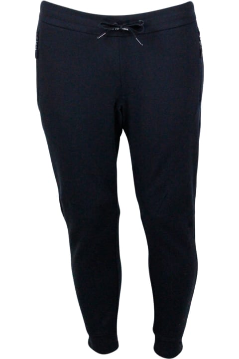 Armani Collezioni Fleeces & Tracksuits for Men Armani Collezioni Cotton Fleece Jogging Trousers With Drawstring At The Waist And Cuff At The Bottom