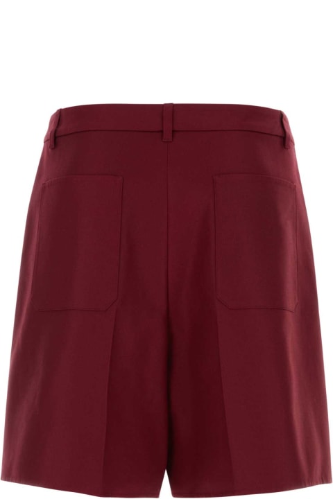 Pants for Men Valentino Garavani Burgundy Cotton Bermuda Shorts