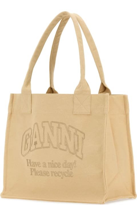 Ganni Totes for Women Ganni Cream Canvas Shopping Bag