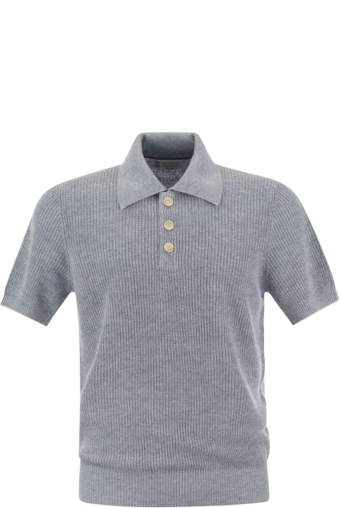 Brunello Cucinelli for Men Brunello Cucinelli Linen And Cotton Half-rib Knit Polo Shirt