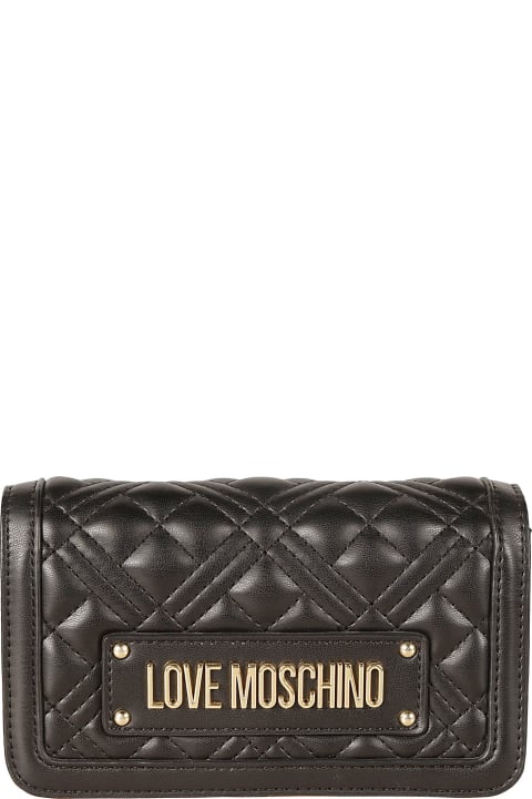 Love Moschino Clutches for Women Love Moschino Logo Plaque Quilted Shoulder Bag