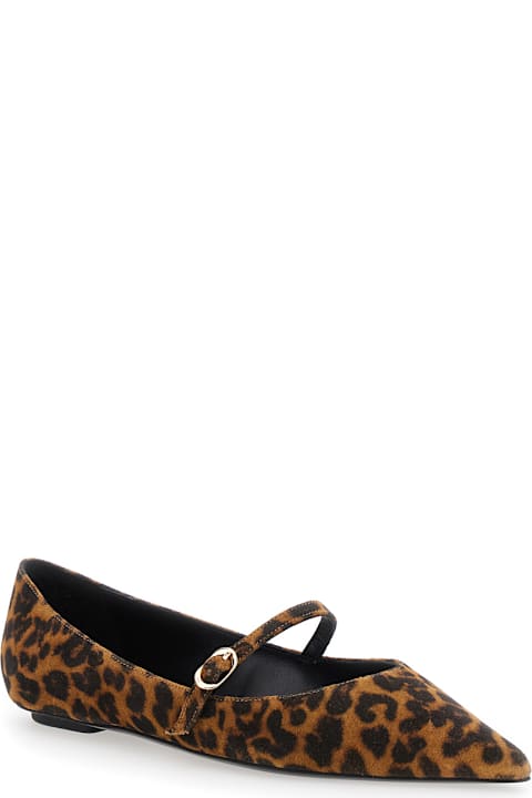 Homeware Stuart Weitzman 
emilia
 Brown Ballet Shoes With Adjustable Strap Closure And All-over Leopard Motif In Suede Woman