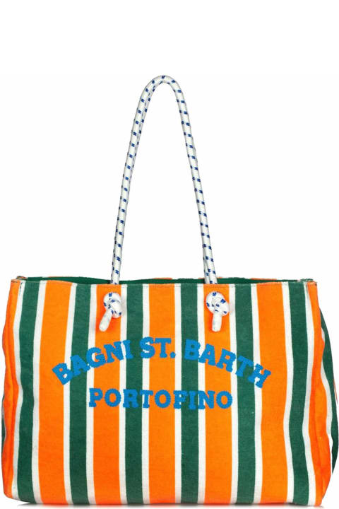 ウィメンズ新着アイテム MC2 Saint Barth Sponge Striped Bag With Embroidery