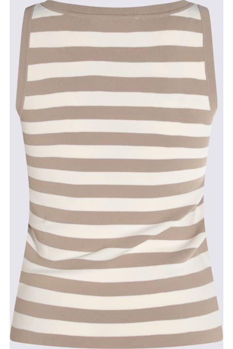 Max Mara for Women Max Mara White And Beige Cotton Pentola Top