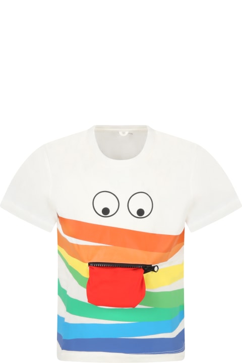 Ivory T-shirt For Boy With Eyes And Tongue