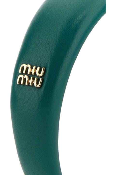 Miu Miu for Women Miu Miu Emerald Green Leather Headband